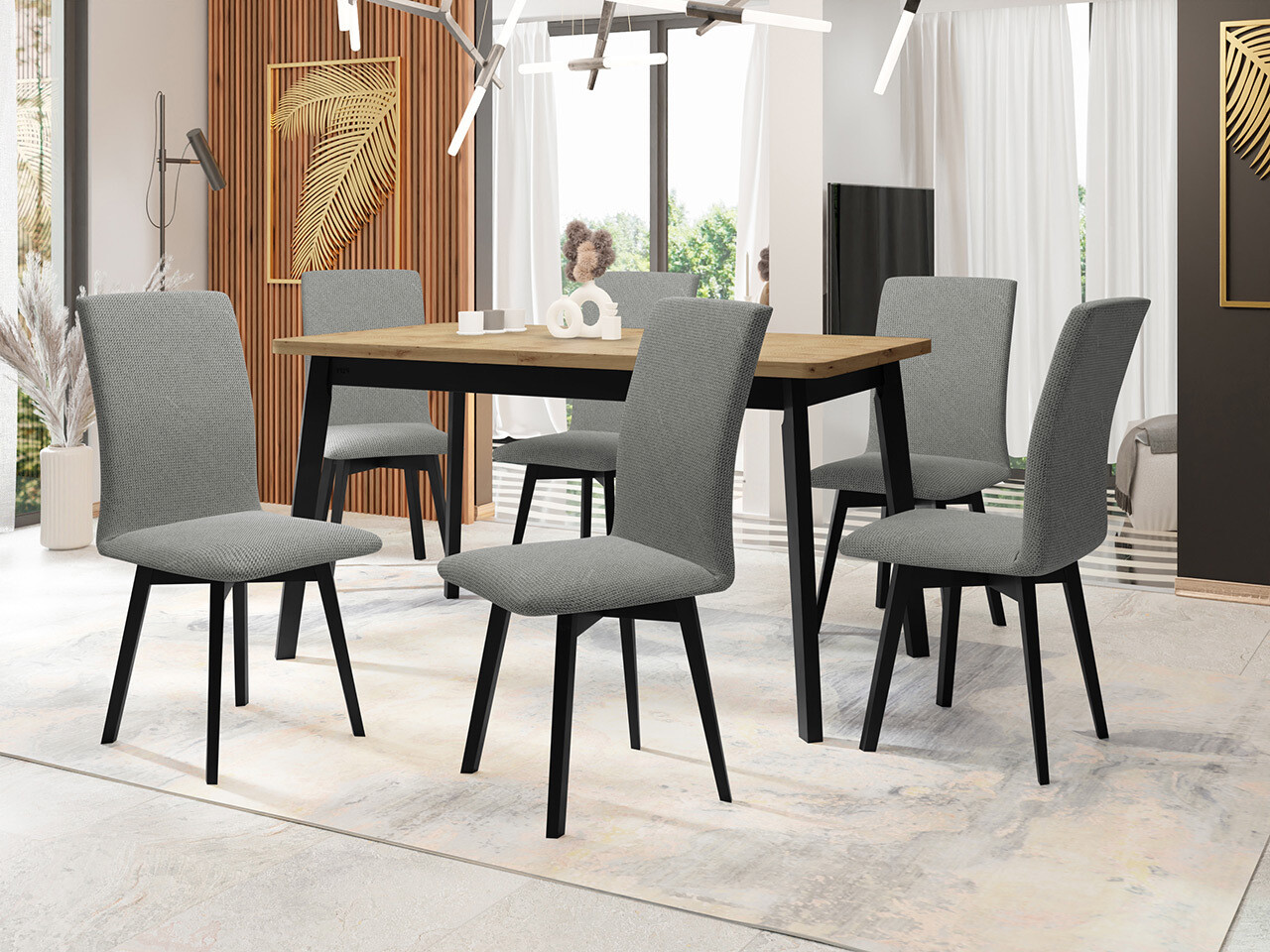Borðstofusett Victorville 326 (Svartur)
