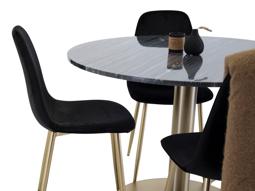 Borðstofusett Dallas 1220 (Svartur + Gylltur)