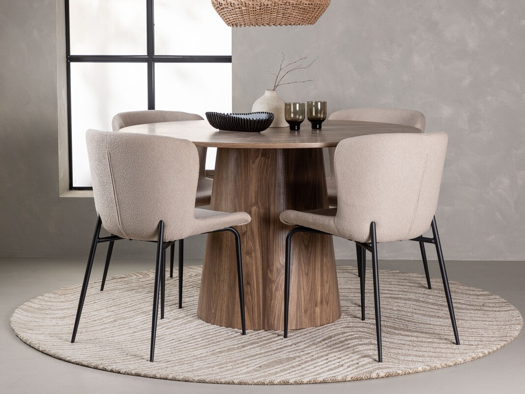 Borðstofusett Dallas 4257 (Beige + Svartur)