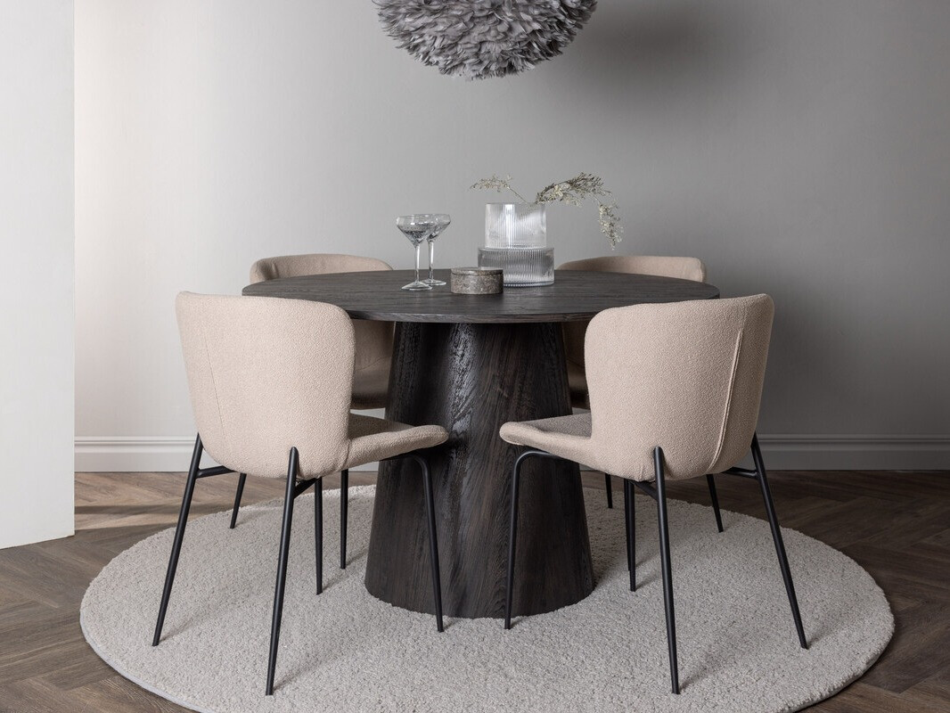 Borðstofusett Dallas 4257 (Beige + Svartur)