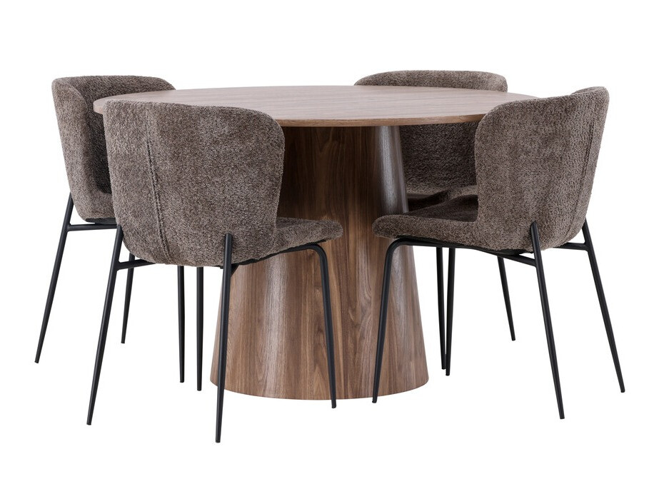 Borðstofusett Dallas 4257 (Brúnn + Svartur)