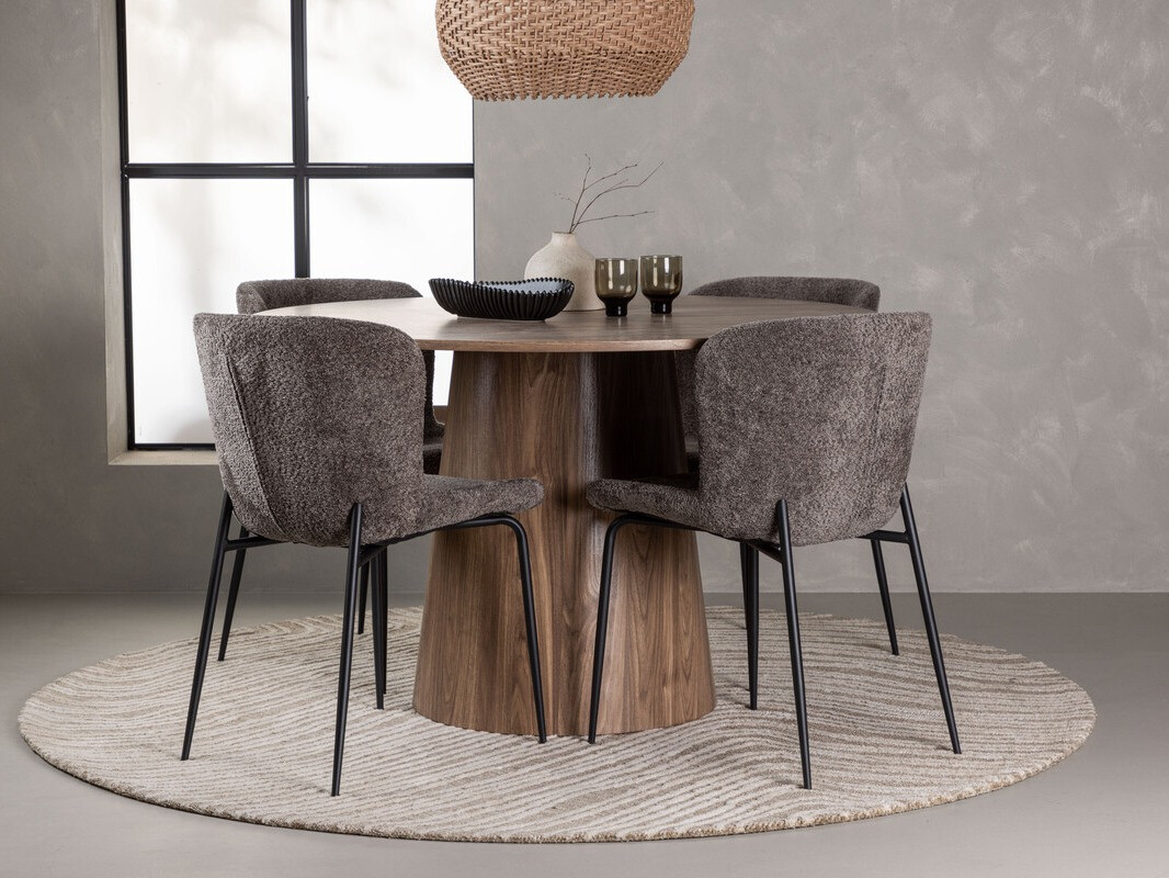 Borðstofusett Dallas 4257 (Brúnn + Svartur)