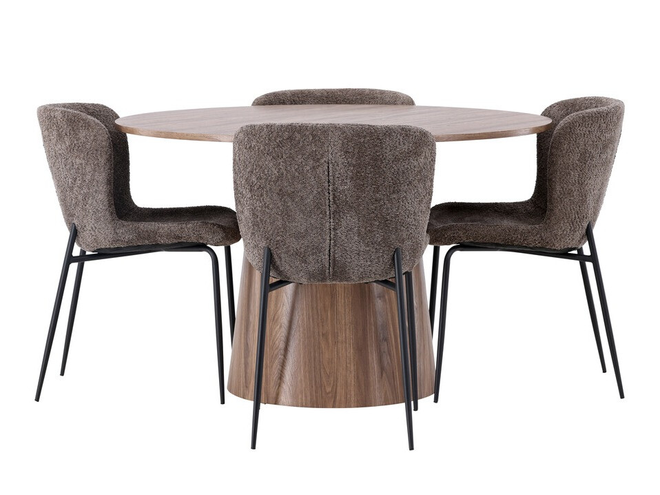 Borðstofusett Dallas 4257 (Brúnn + Svartur)