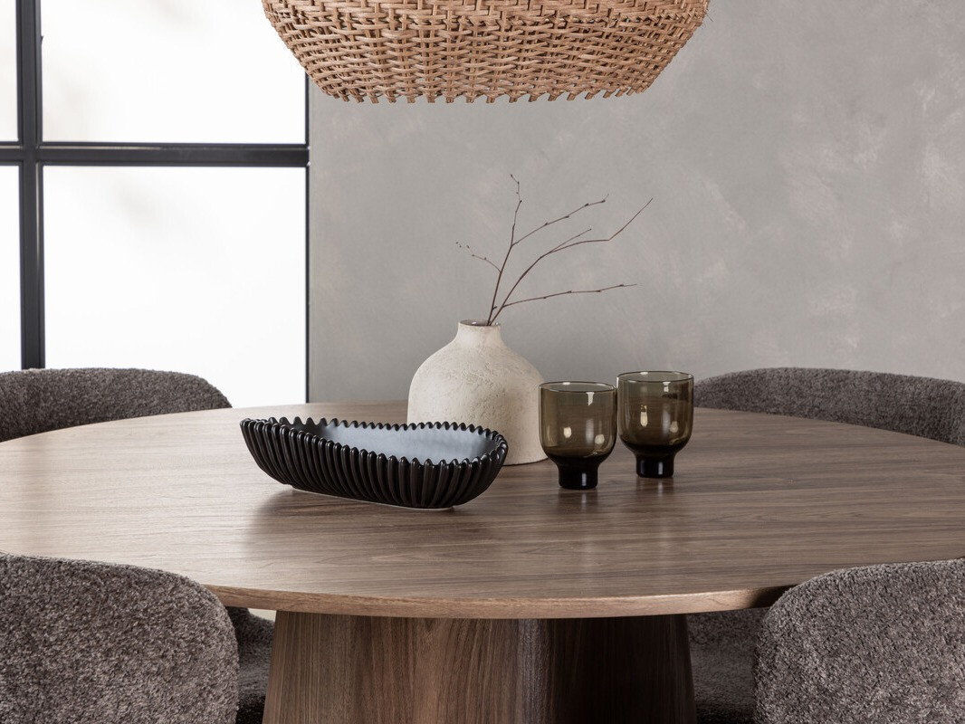 Borðstofusett Dallas 4257 (Brúnn + Svartur)