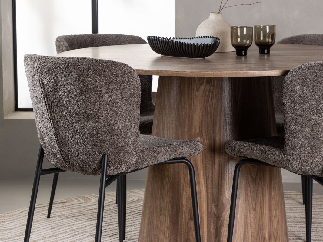 Borðstofusett Dallas 4257 (Brúnn + Svartur)