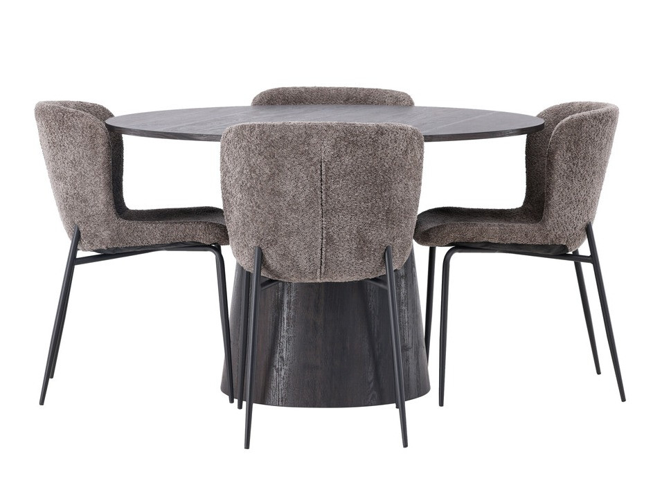 Borðstofusett Dallas 4257 (Brúnn + Svartur)