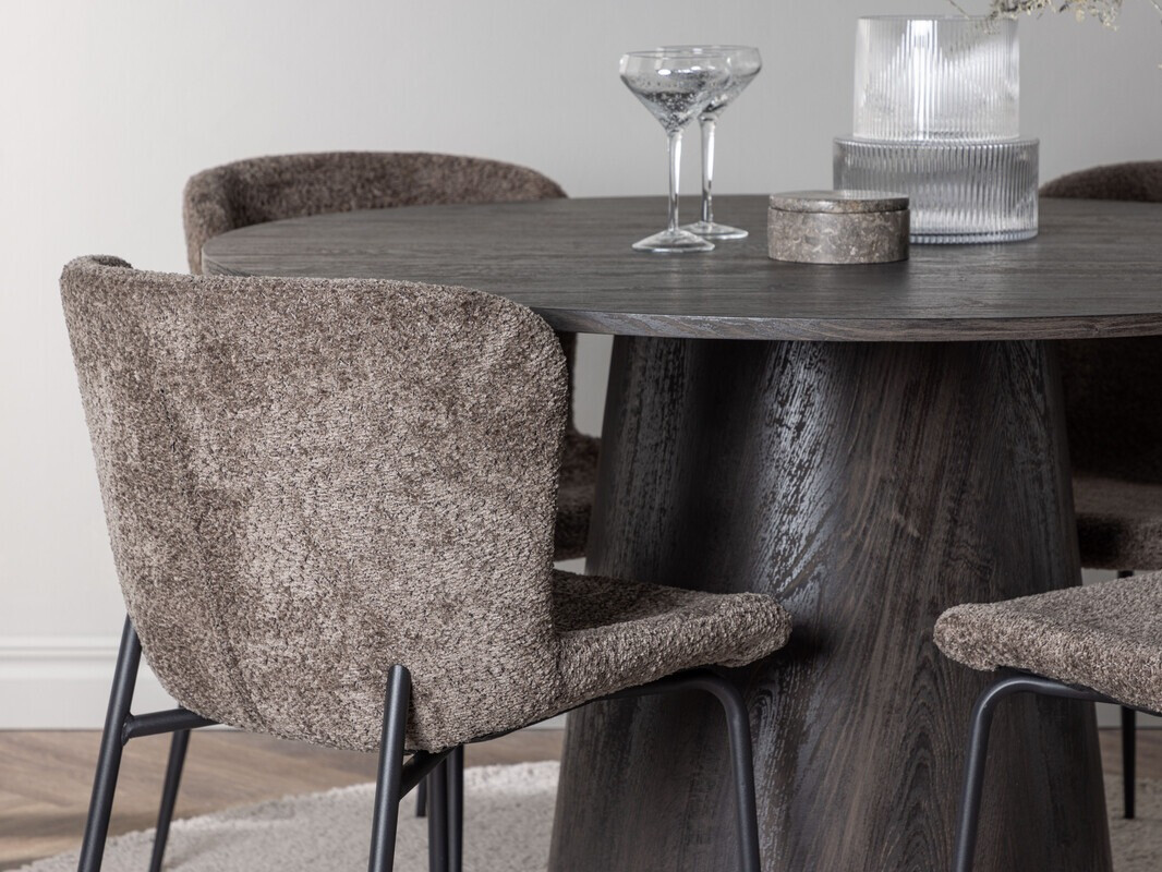 Borðstofusett Dallas 4257 (Brúnn + Svartur)