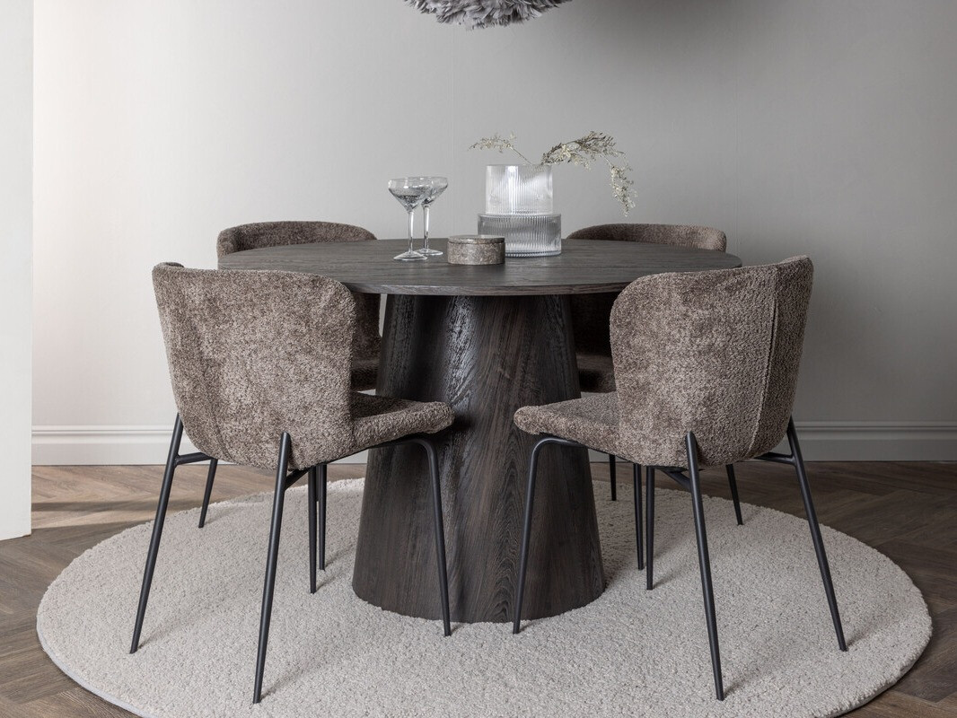 Borðstofusett Dallas 4257 (Brúnn + Svartur)