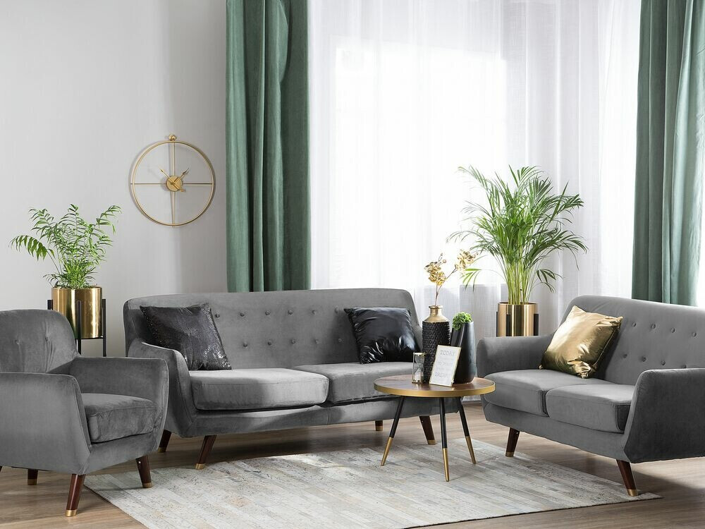 Bólstrað húsganasett Berwyn 245 (Grár)