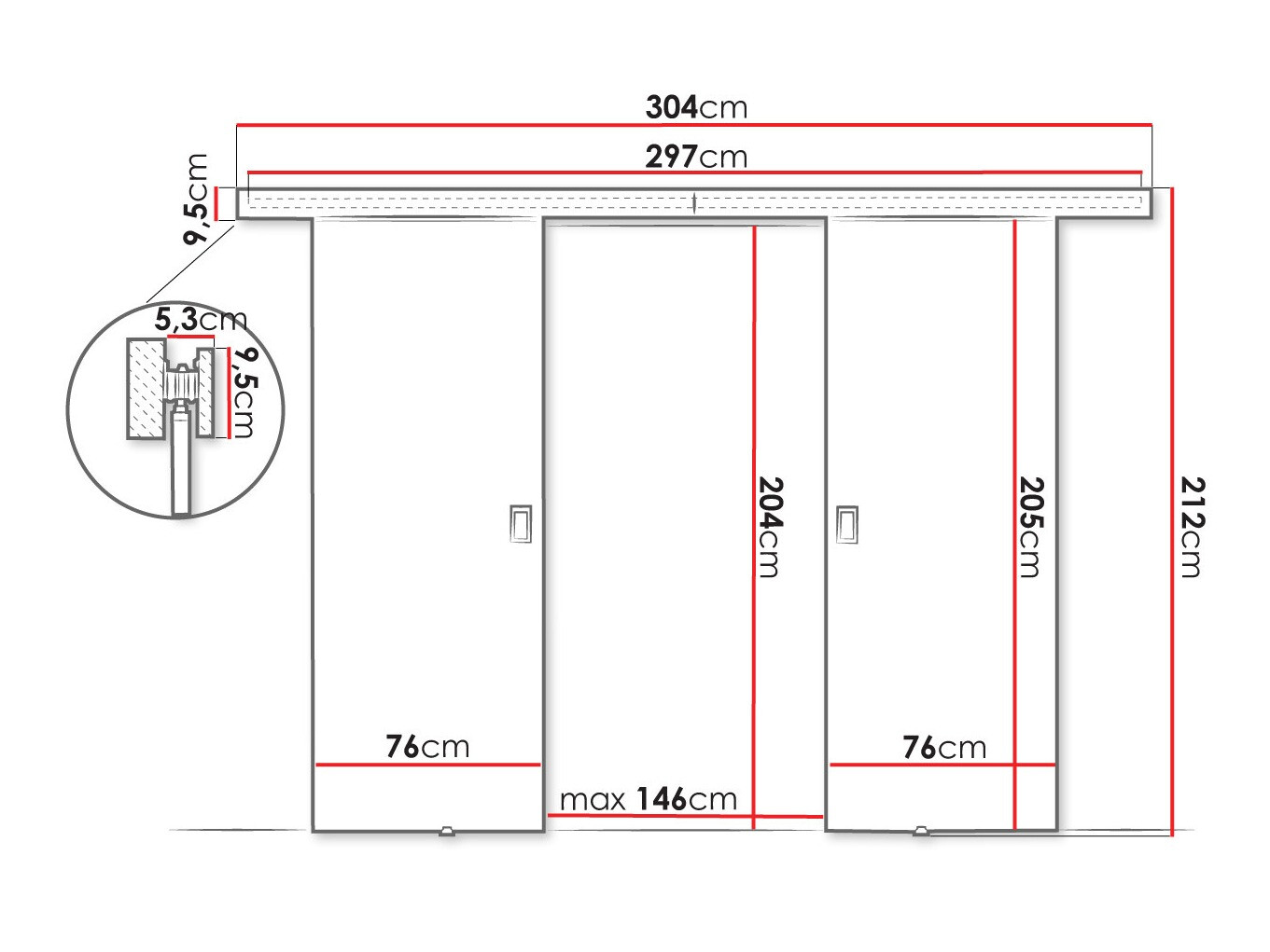 Rennihurð Dover 199 (Craft eik)