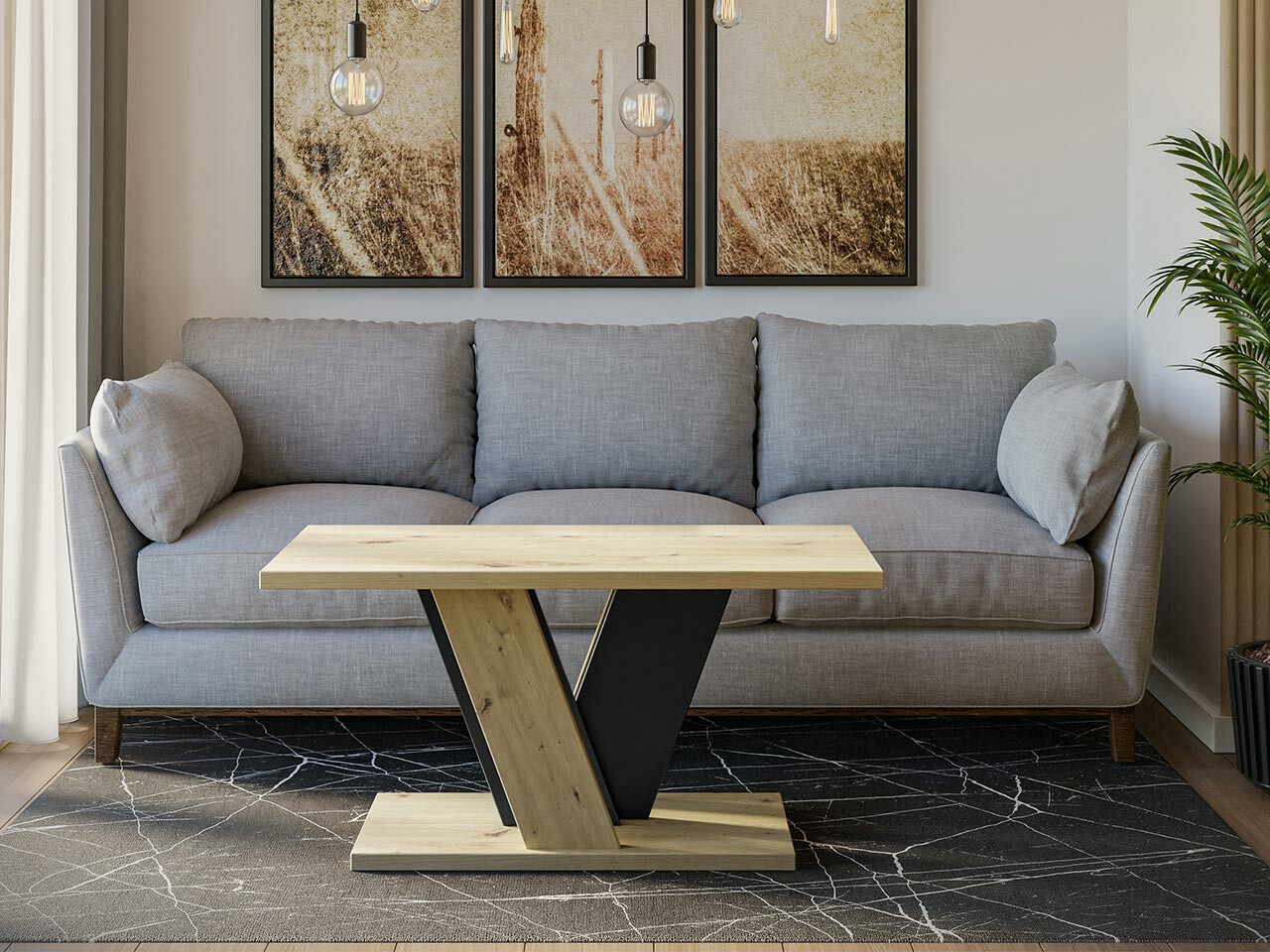 Sófaborð Goodyear 128 (Artisan-eik + Svartur)