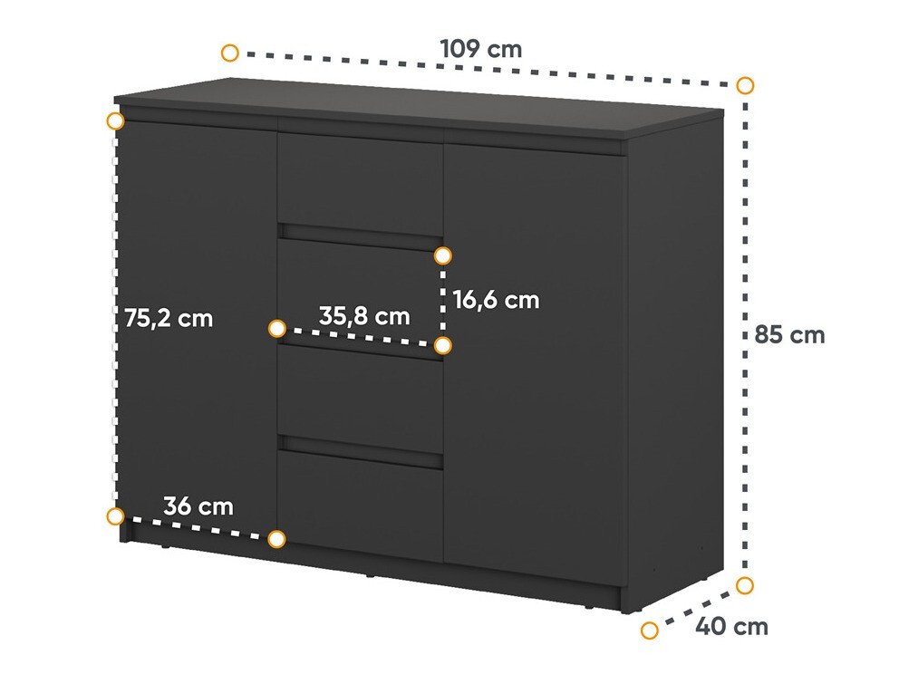 Kommóða Cirdelu 105 (Svartur)