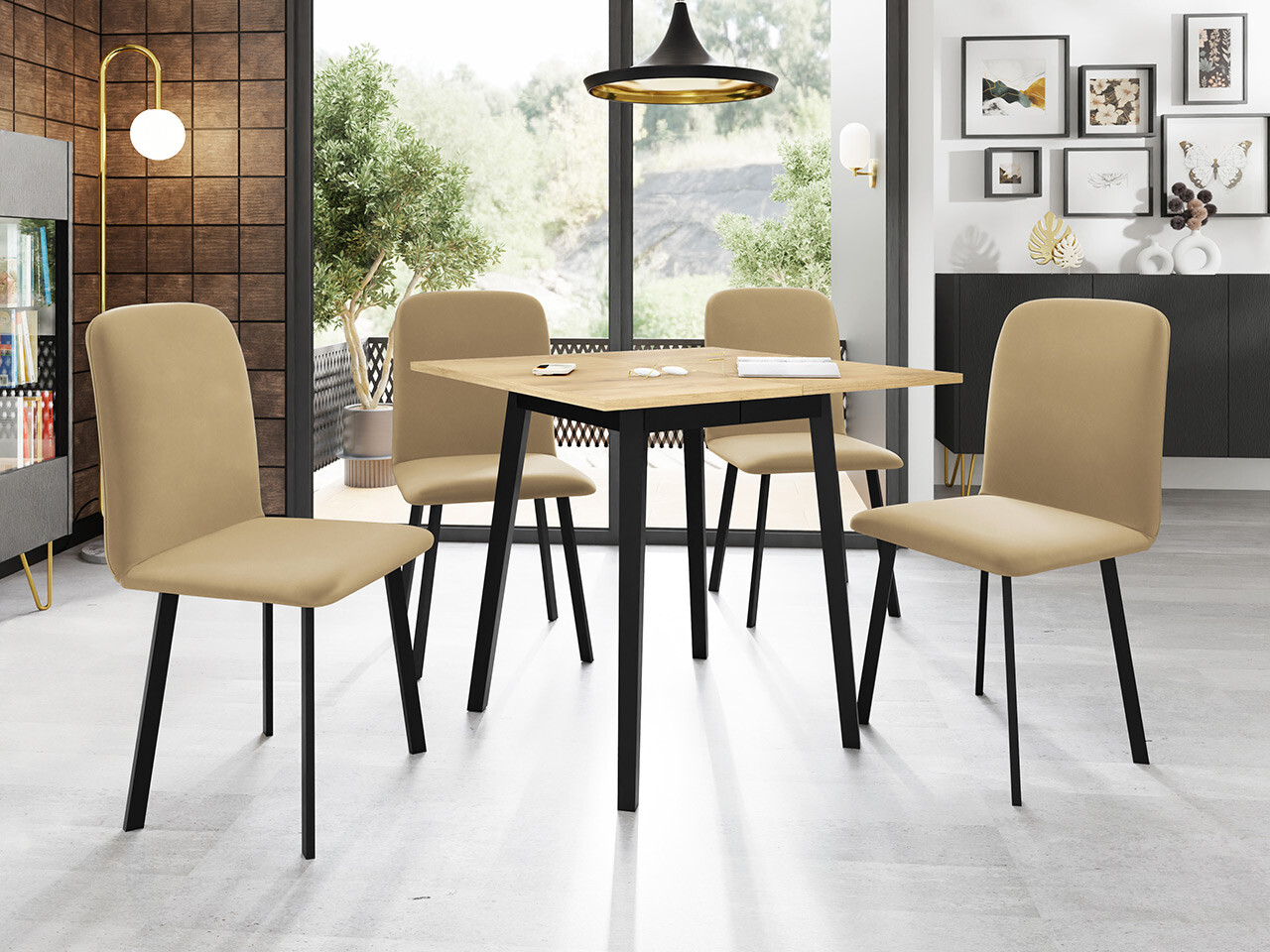 Borðstofusett Edmond 116 (Amor Velvet 4302)