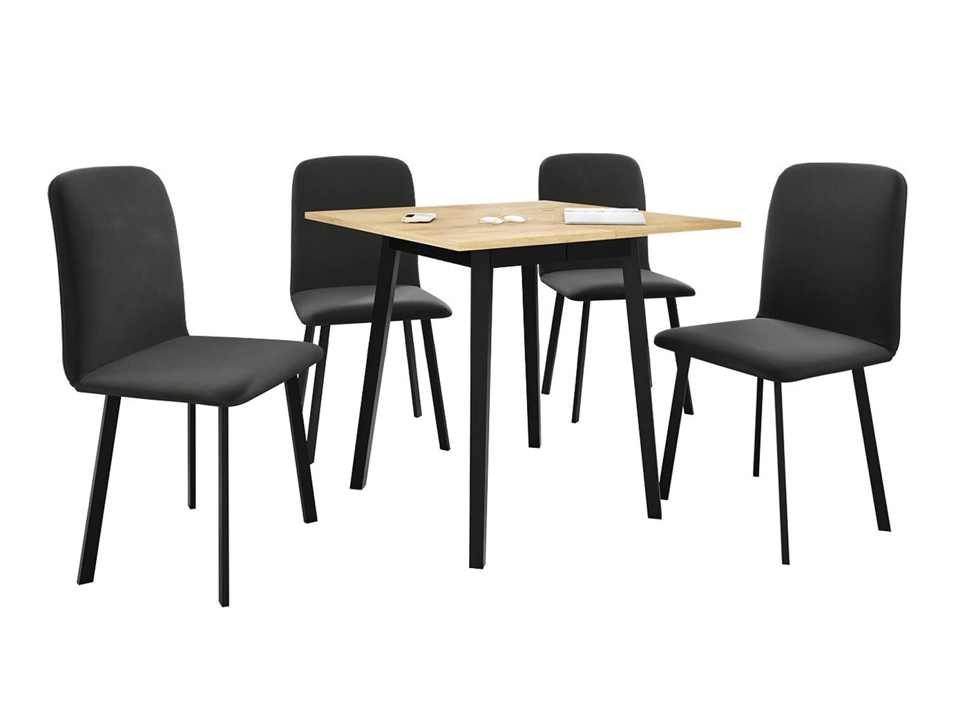 Borðstofusett Edmond 116 (Craft-gyllt eik + Svartur)
