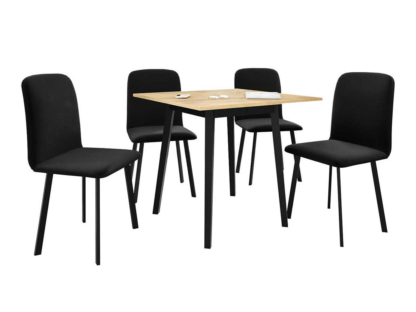 Borðstofusett Edmond 116 (Craft-gyllt eik + Svartur)