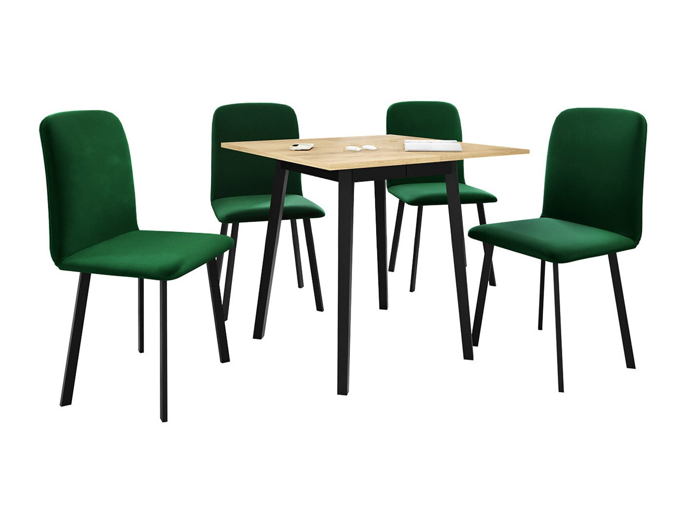Borðstofusett Edmond 116 (Craft-gyllt eik + Svartur)