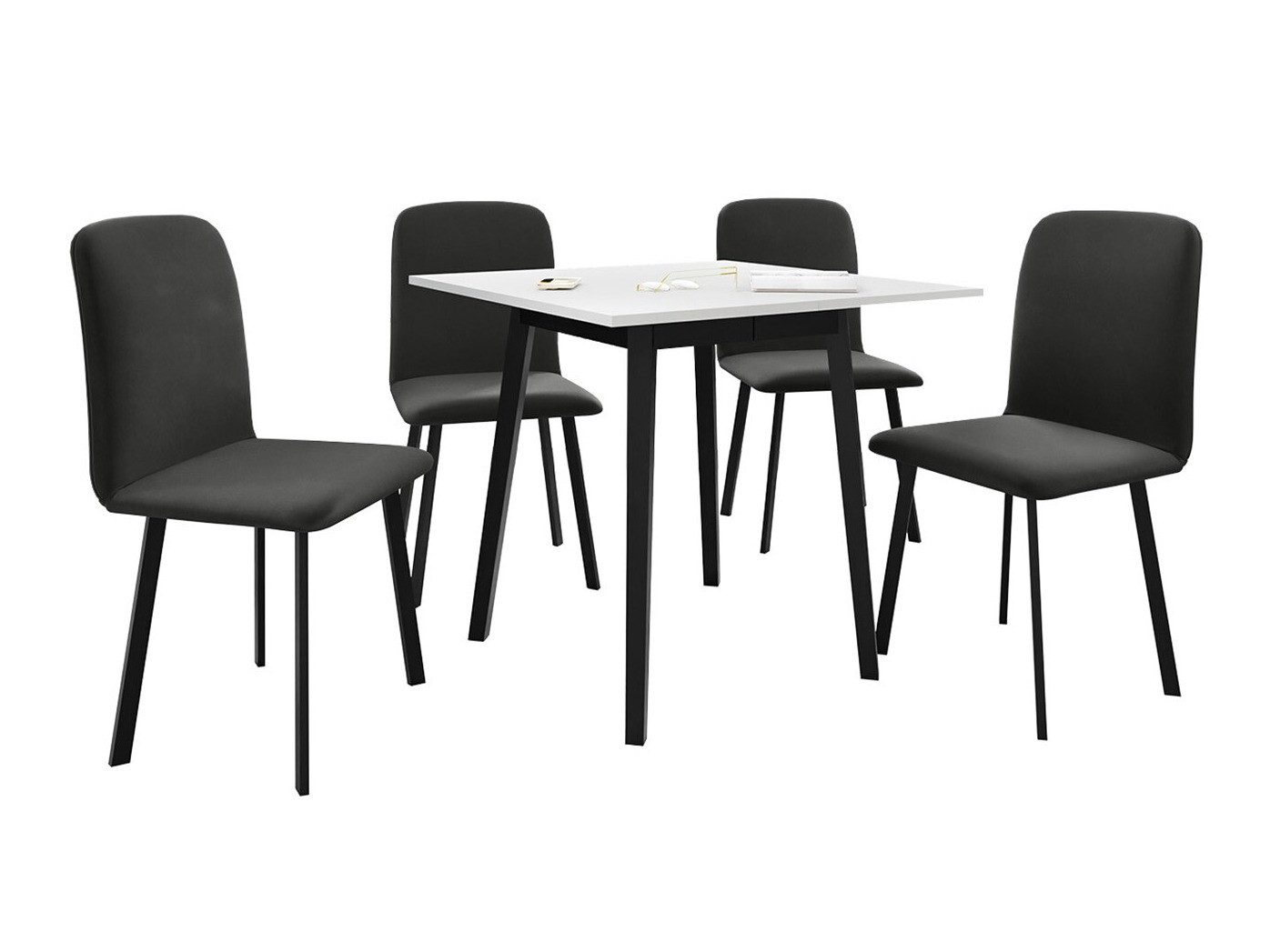 Borðstofusett Edmond 116 (Hvítur + Svartur)