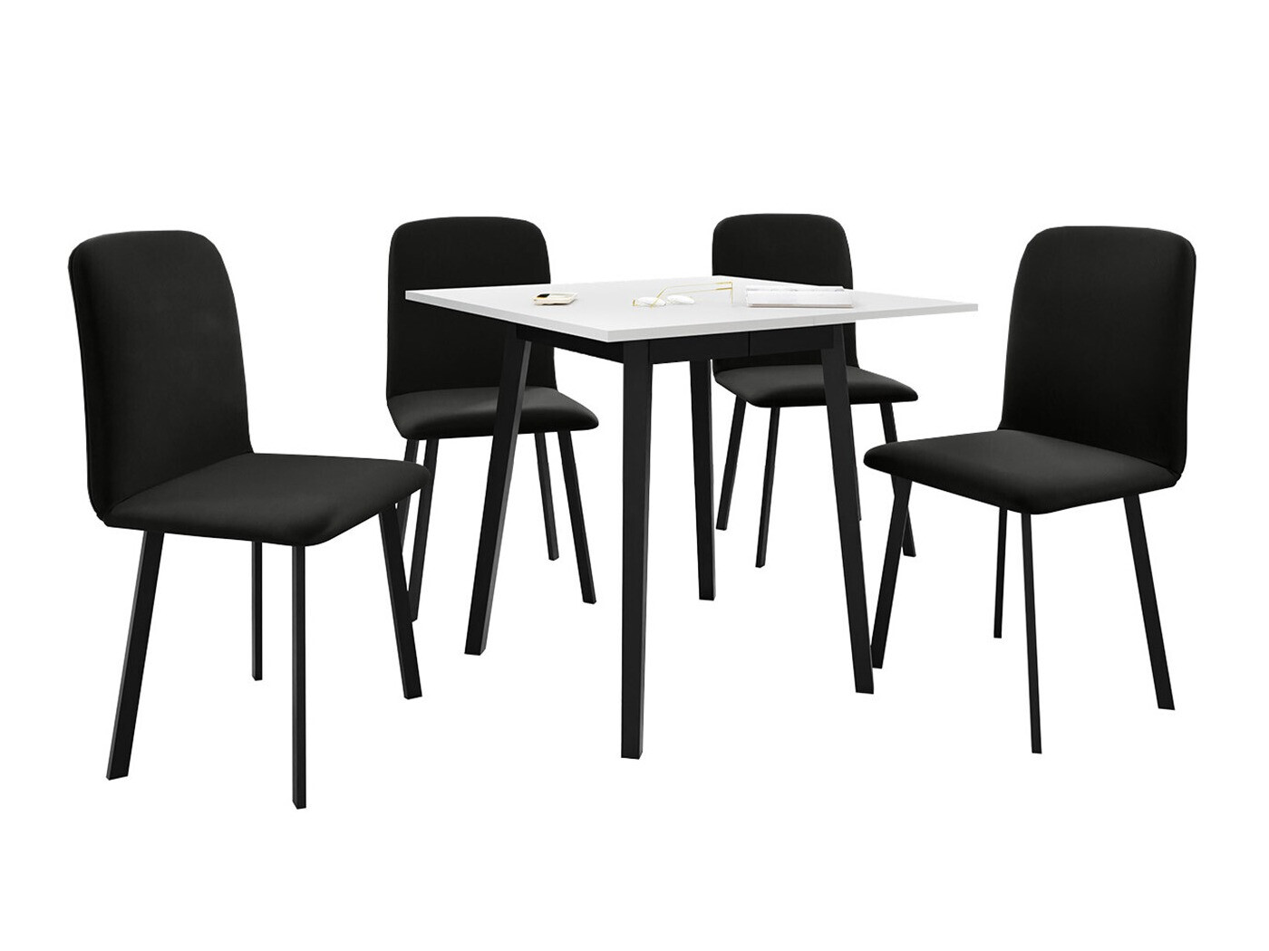 Borðstofusett Edmond 116 (Hvítur + Svartur)