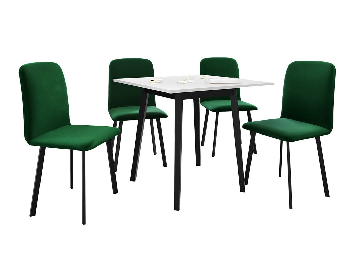 Borðstofusett Edmond 116 (Hvítur + Svartur)