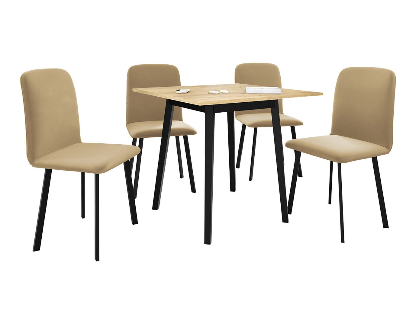 Borðstofusett Edmond 116 (Craft-gyllt eik + Svartur)
