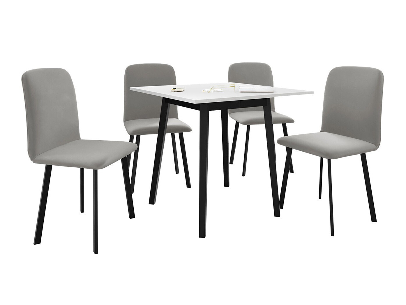 Borðstofusett Edmond 116 (Hvítur + Svartur)