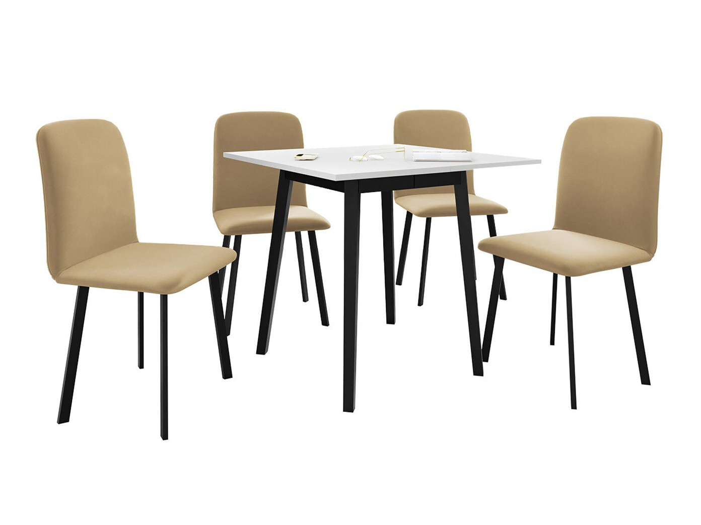 Borðstofusett Edmond 116 (Hvítur + Svartur)