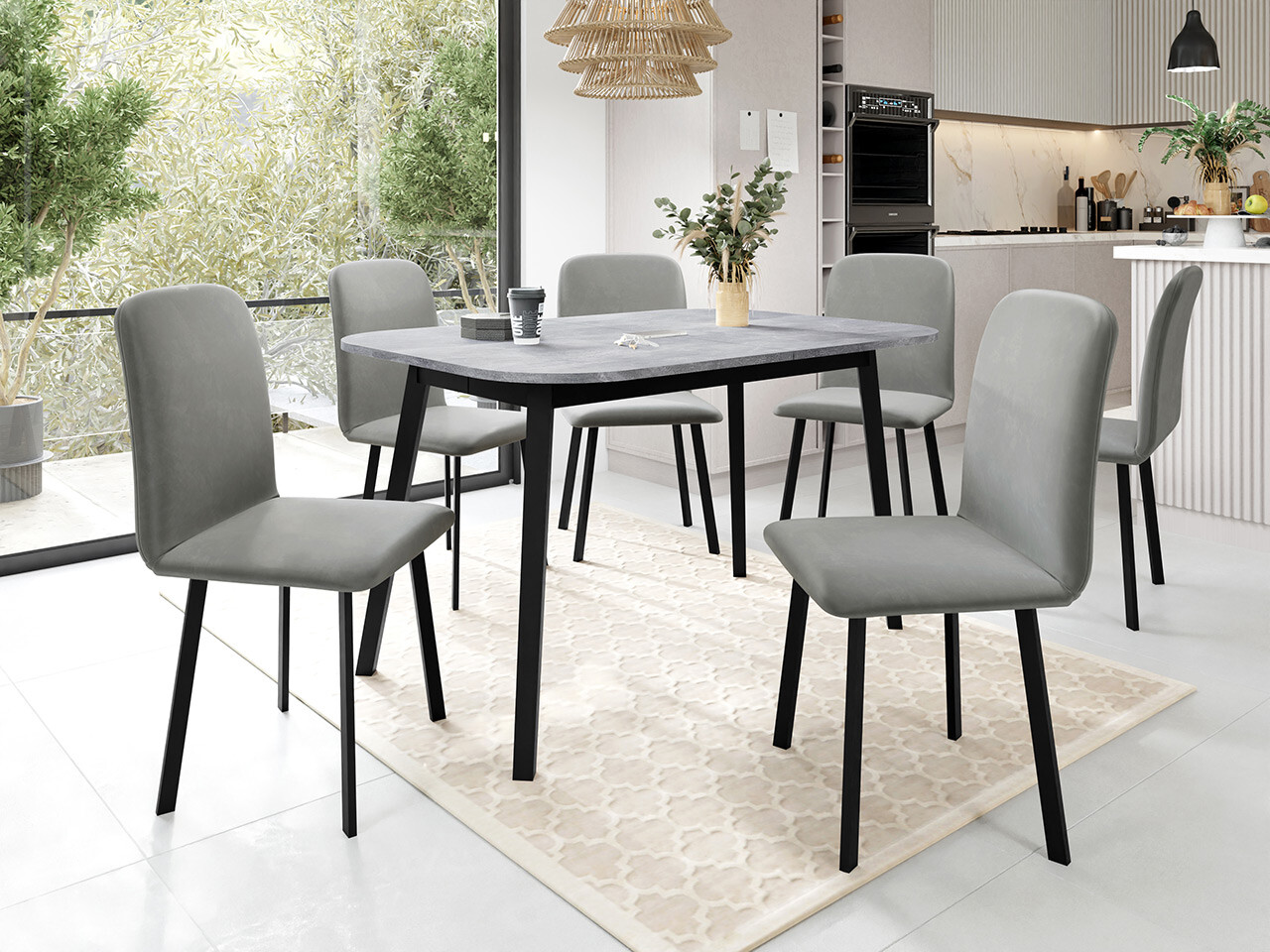 Borðstofusett Edmond 117 (Amor Velvet 4318)