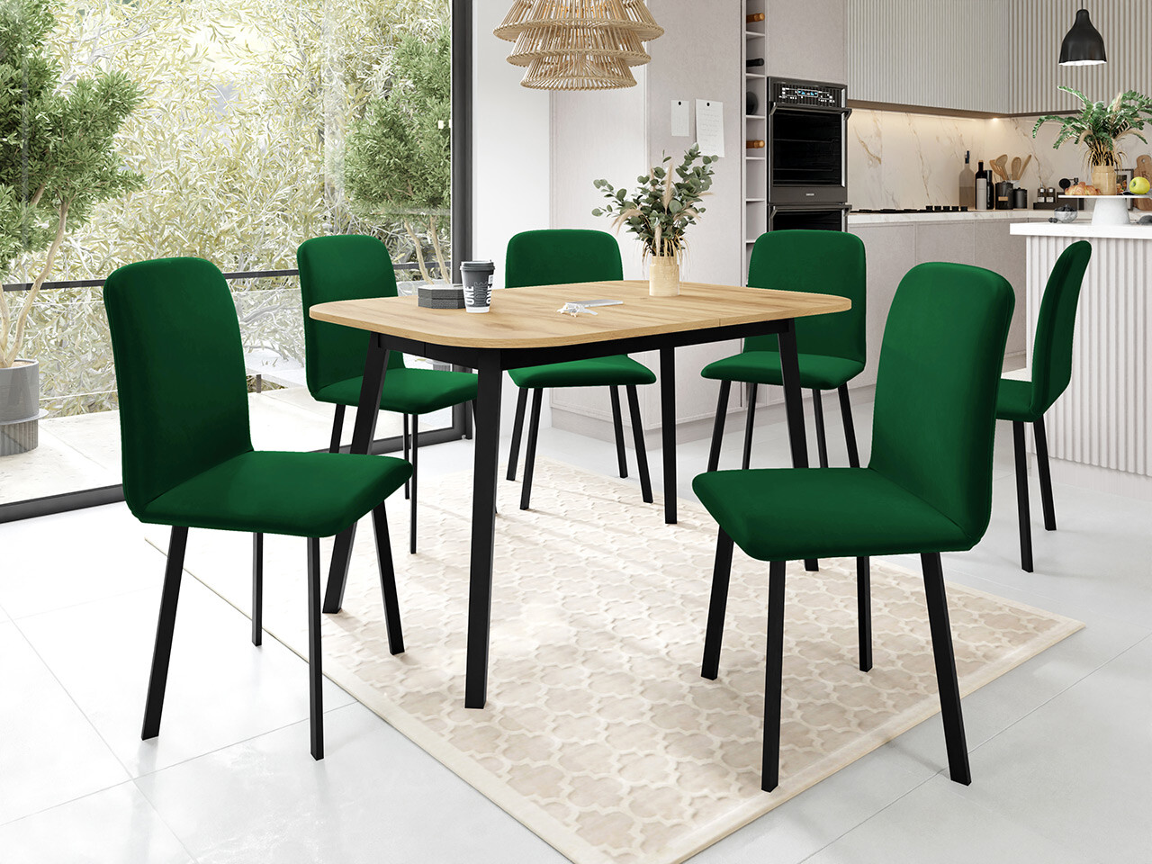 Borðstofusett Edmond 117 (Craft-gyllt eik + Svartur)