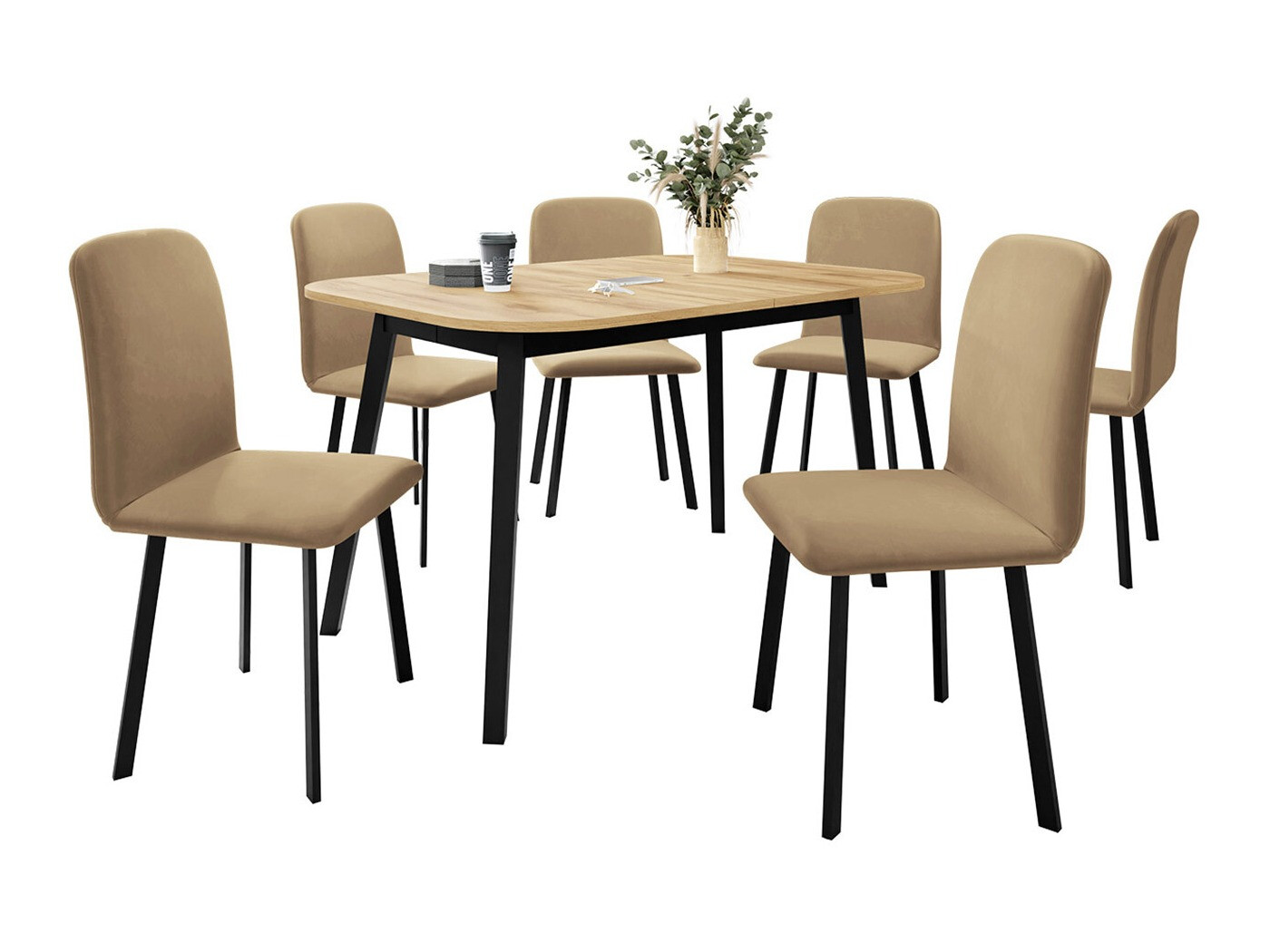 Borðstofusett Edmond 117 (Craft-gyllt eik + Svartur)