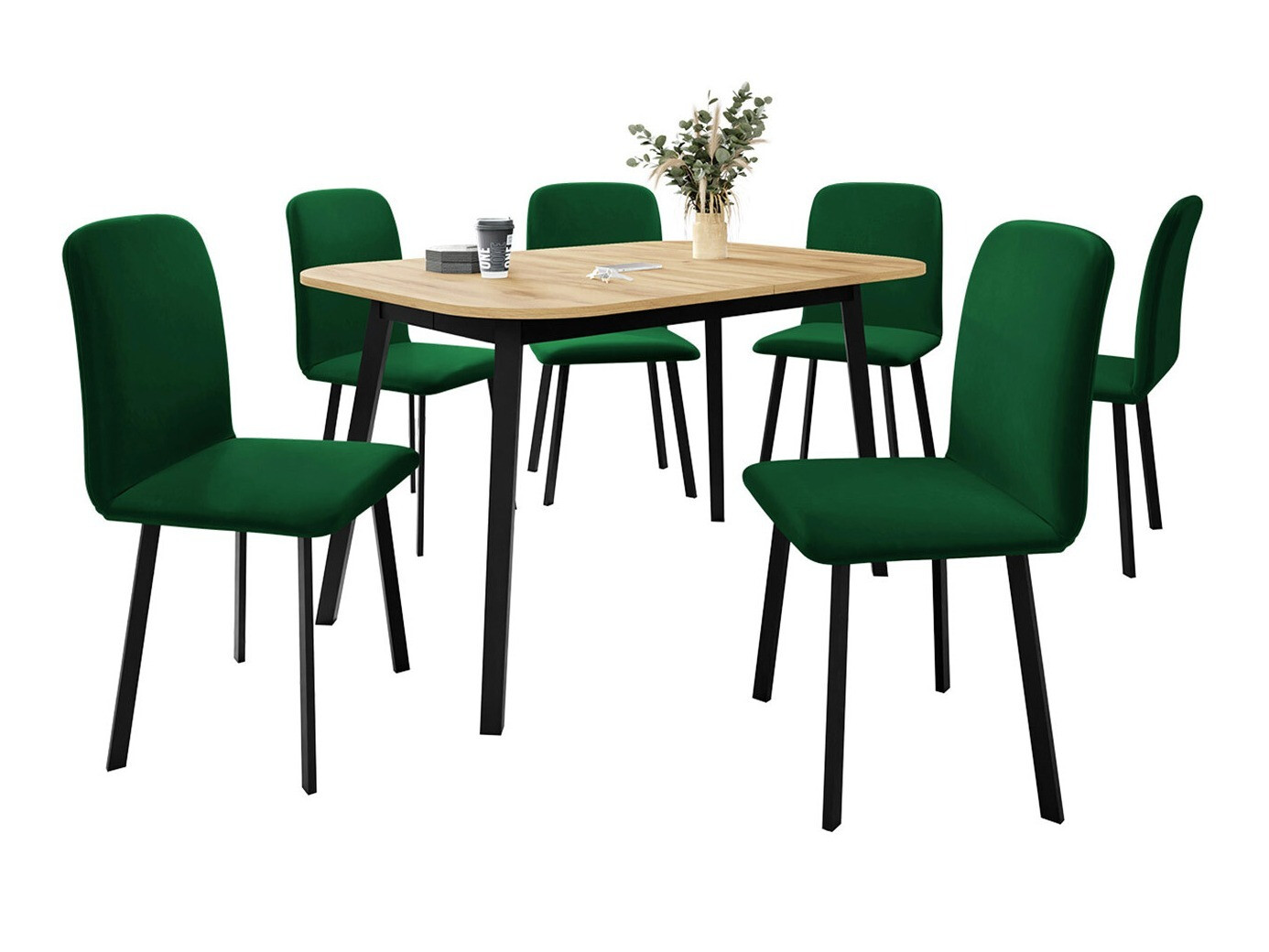 Borðstofusett Edmond 117 (Craft-gyllt eik + Svartur)