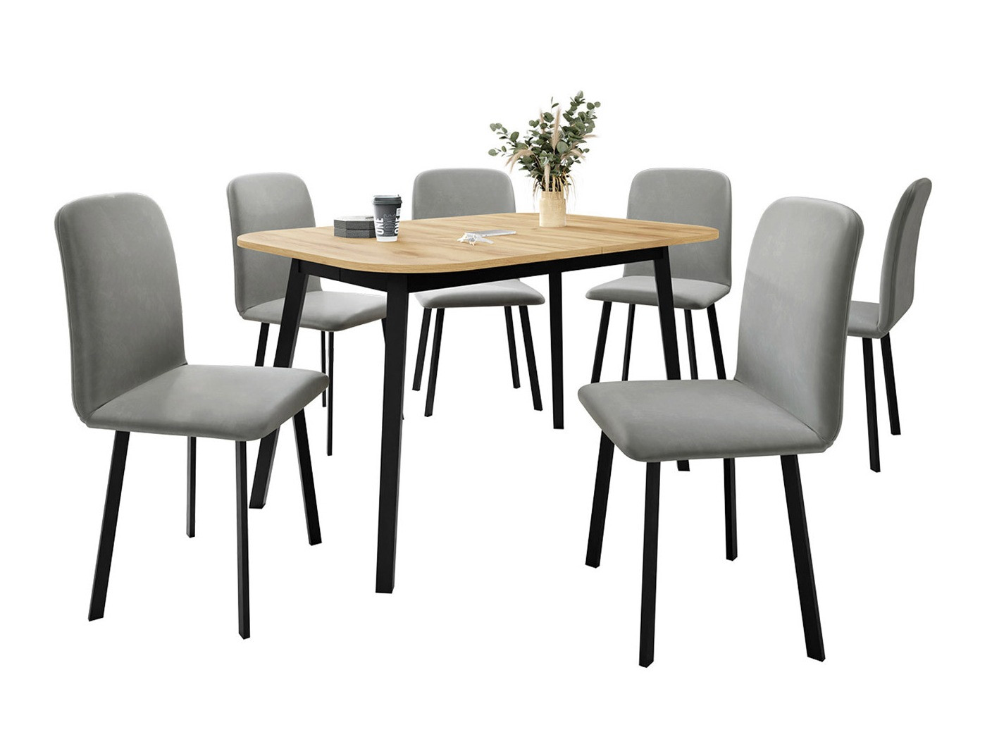 Borðstofusett Edmond 117 (Craft-gyllt eik + Svartur)