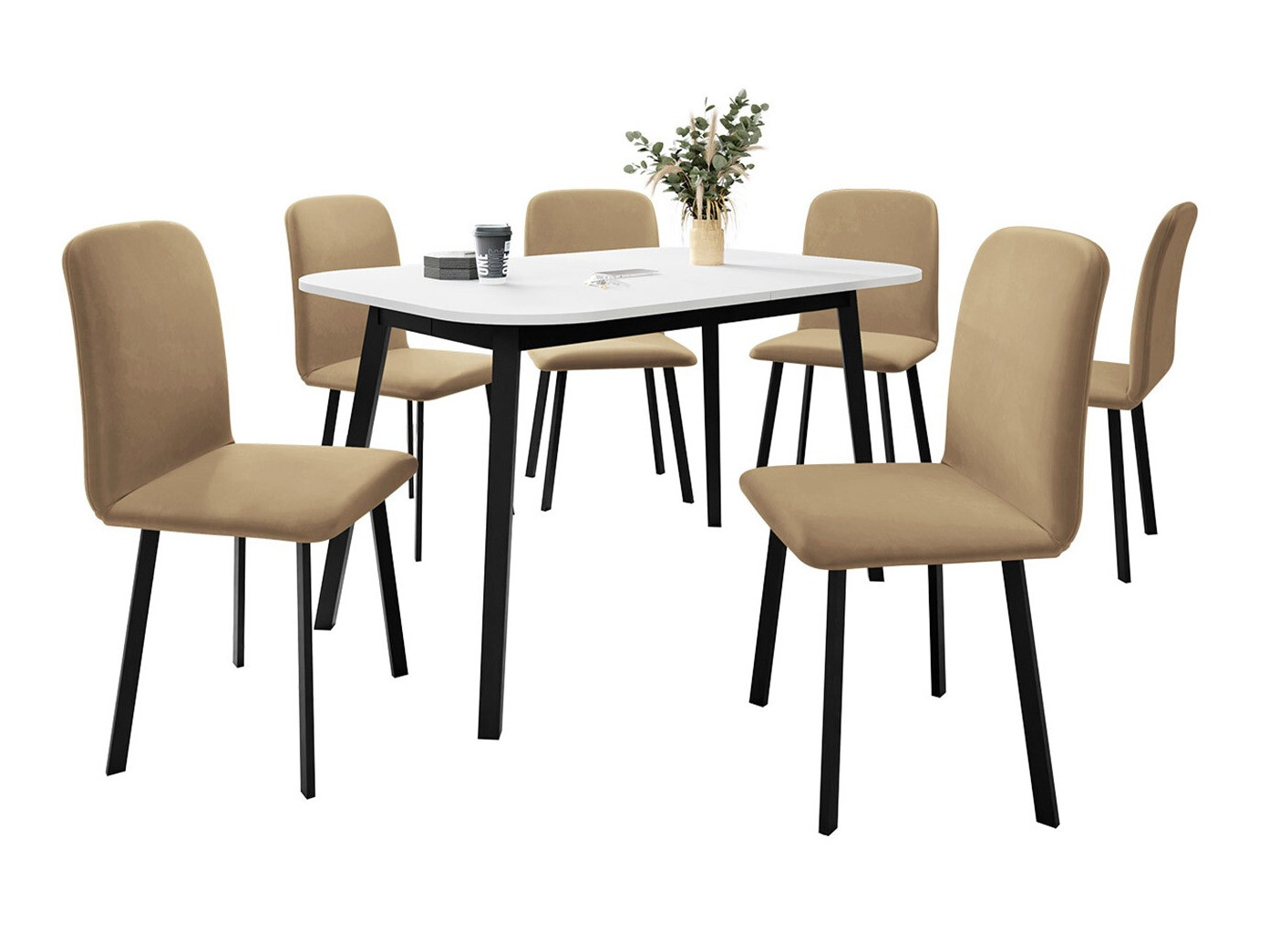 Borðstofusett Edmond 117 (Hvítur + Svartur)