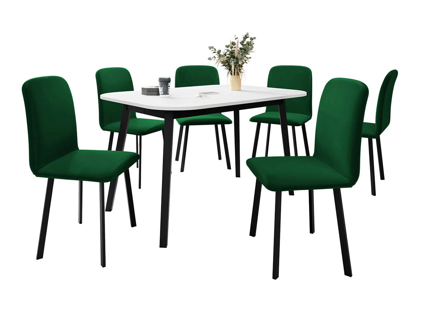 Borðstofusett Edmond 117 (Hvítur + Svartur)