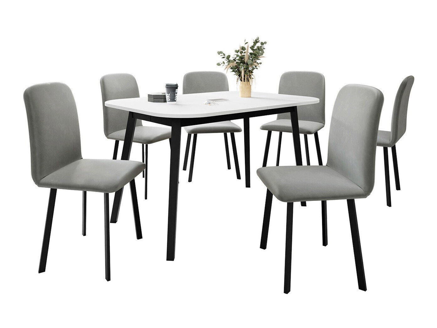 Borðstofusett Edmond 117 (Hvítur + Svartur)