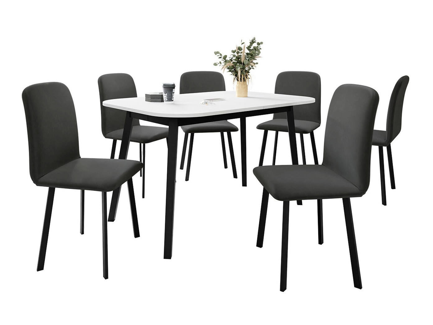 Borðstofusett Edmond 117 (Hvítur + Svartur)