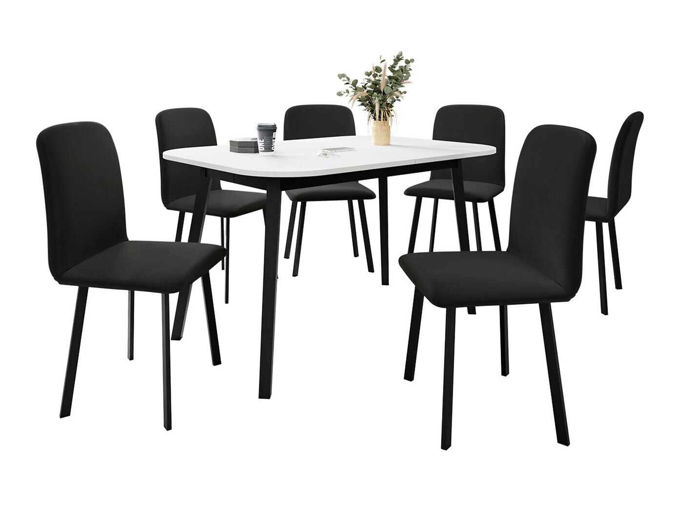 Borðstofusett Edmond 117 (Hvítur + Svartur)