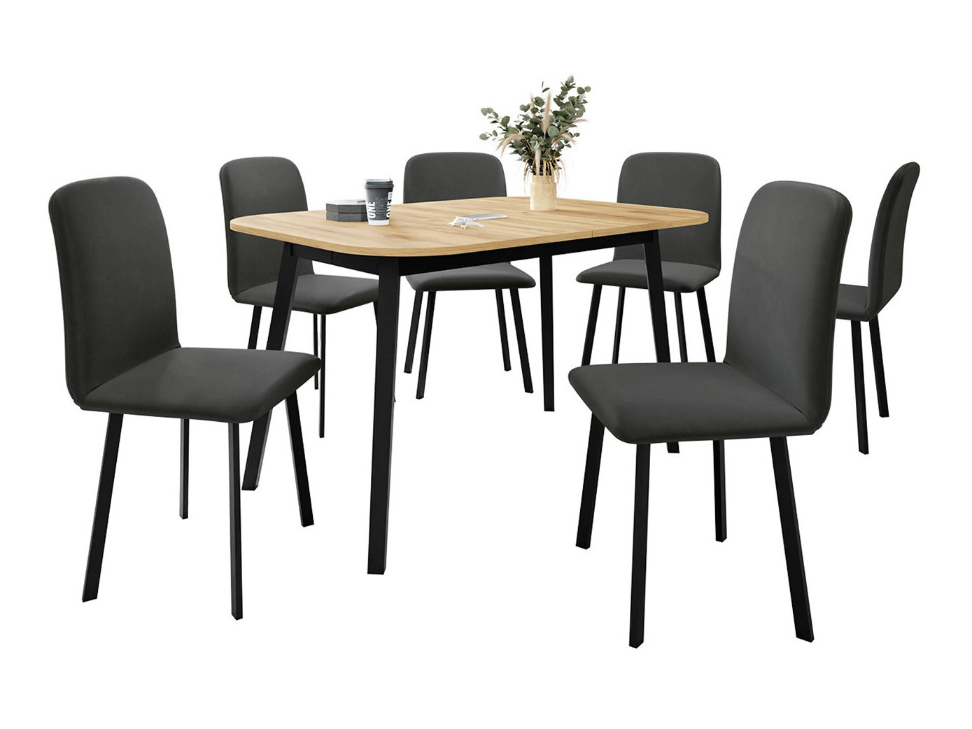 Borðstofusett Edmond 117 (Craft-gyllt eik + Svartur)
