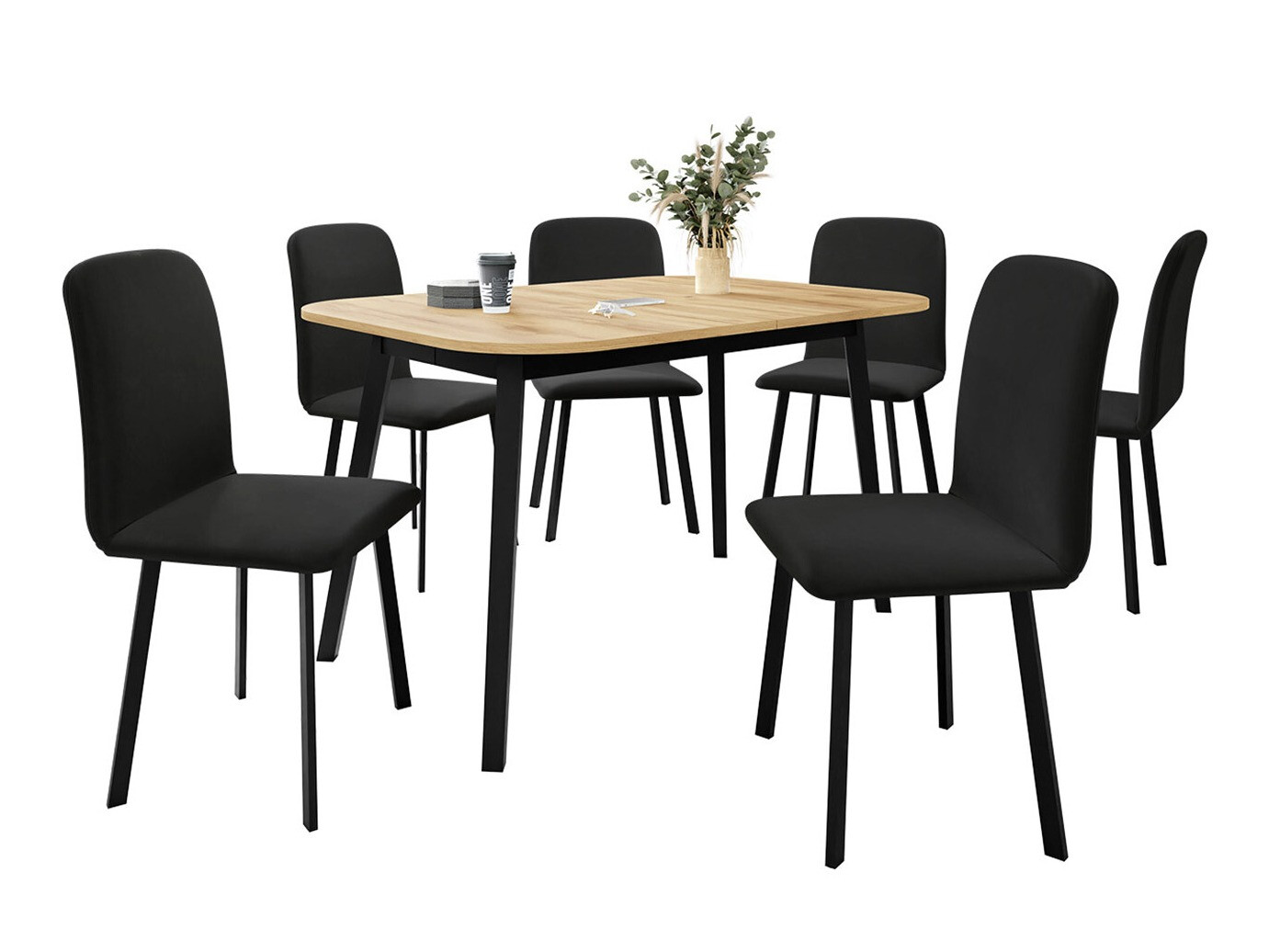 Borðstofusett Edmond 117 (Craft-gyllt eik + Svartur)