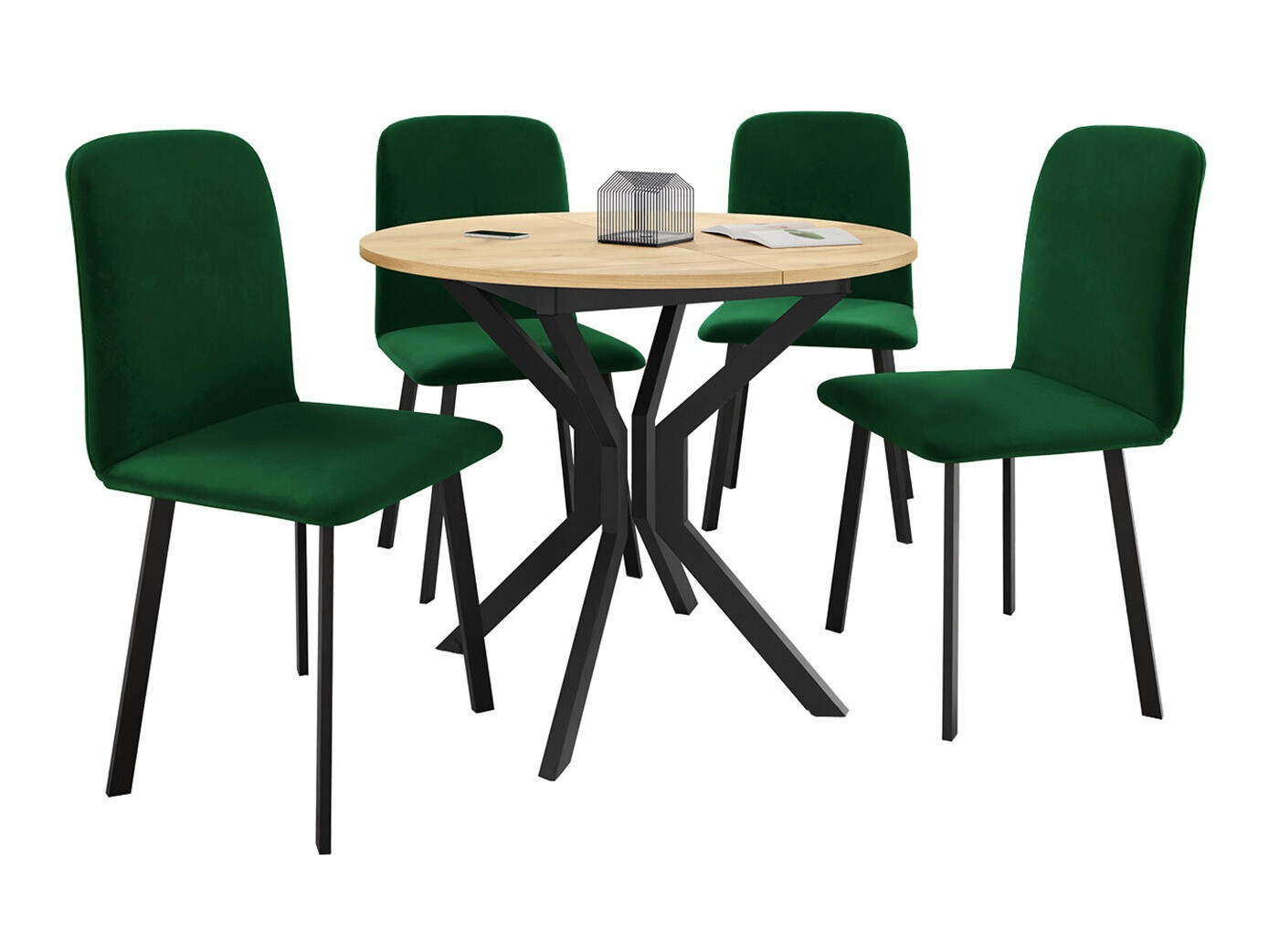 Borðstofusett Edmond 118 (Craft-gyllt eik + Svartur)