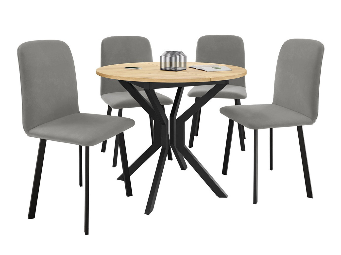 Borðstofusett Edmond 118 (Craft-gyllt eik + Svartur)