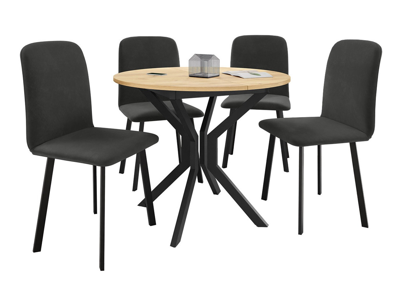 Borðstofusett Edmond 118 (Craft-gyllt eik + Svartur)