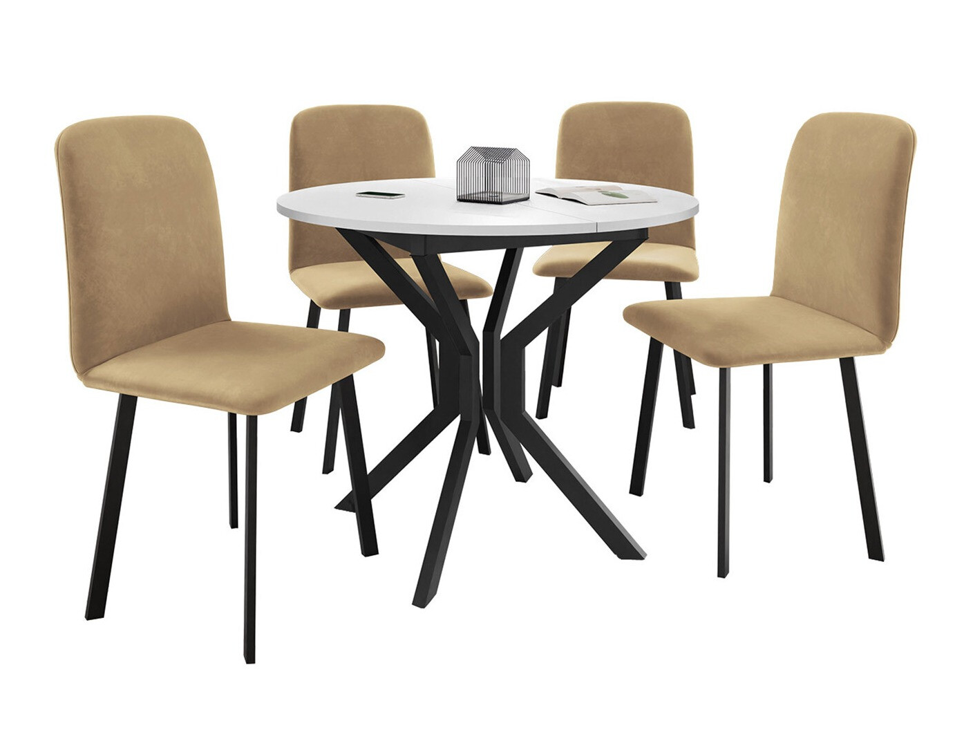 Borðstofusett Edmond 118 (Hvítur + Svartur)