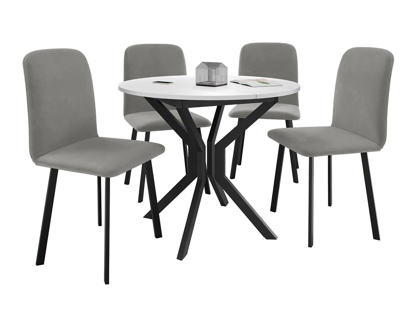 Borðstofusett Edmond 118 (Hvítur + Svartur)