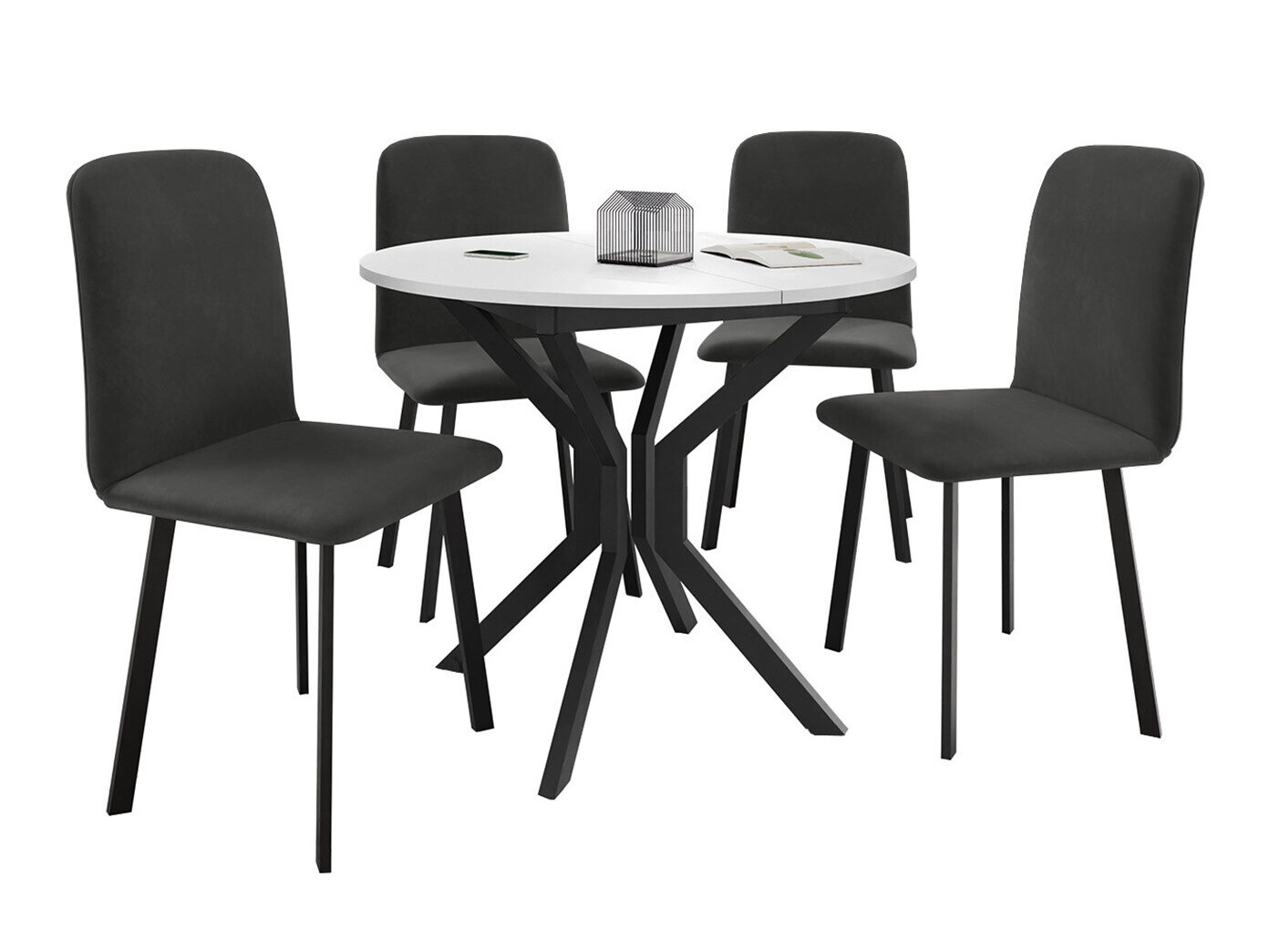 Borðstofusett Edmond 118 (Hvítur + Svartur)