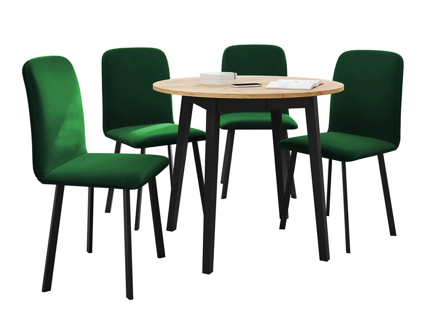 Borðstofusett Edmond 119 (Craft-gyllt eik + Svartur)