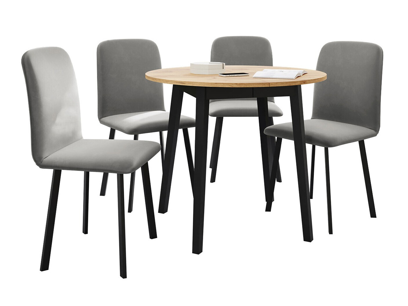 Borðstofusett Edmond 119 (Craft-gyllt eik + Svartur)