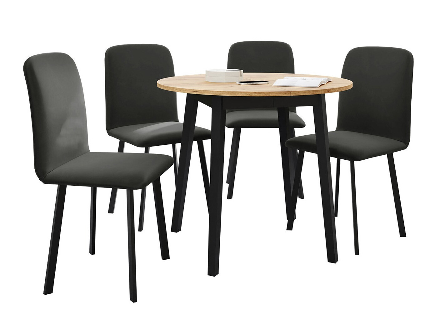 Borðstofusett Edmond 119 (Craft-gyllt eik + Svartur)
