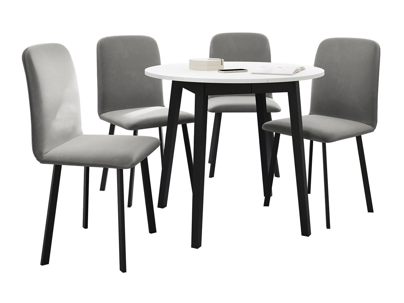 Borðstofusett Edmond 119 (Hvítur + Svartur)