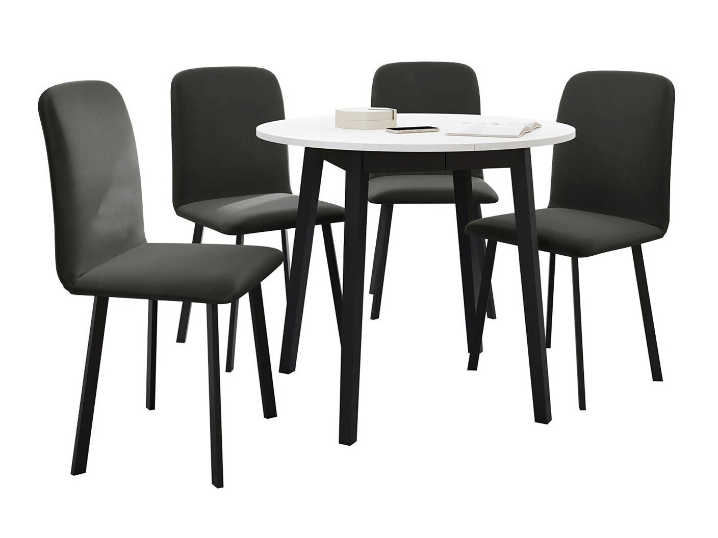Borðstofusett Edmond 119 (Hvítur + Svartur)