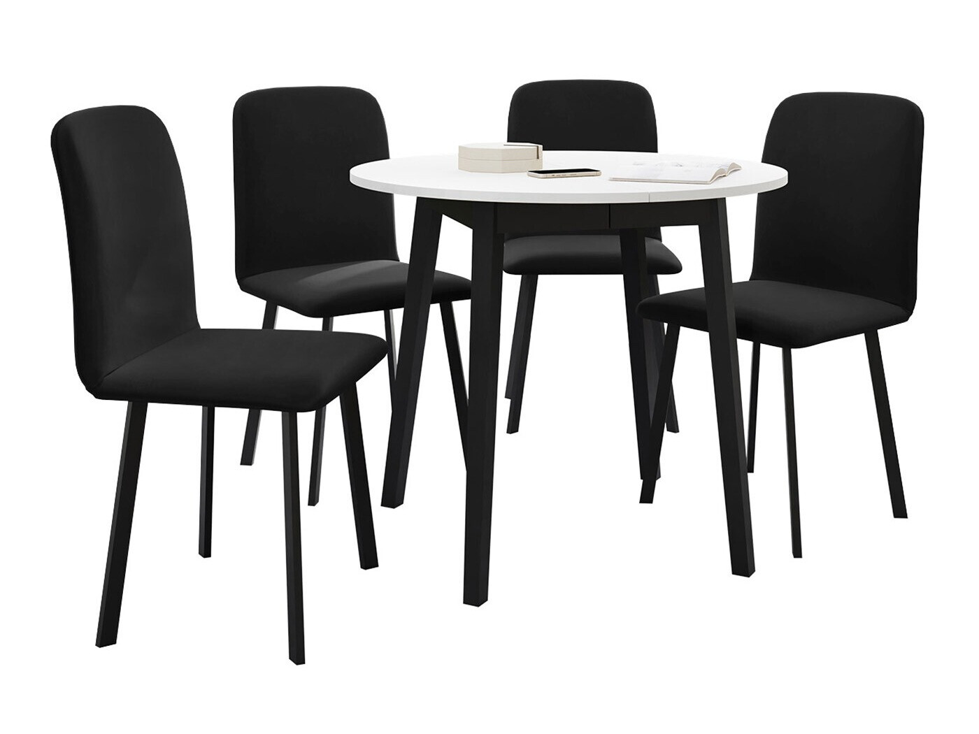 Borðstofusett Edmond 119 (Hvítur + Svartur)